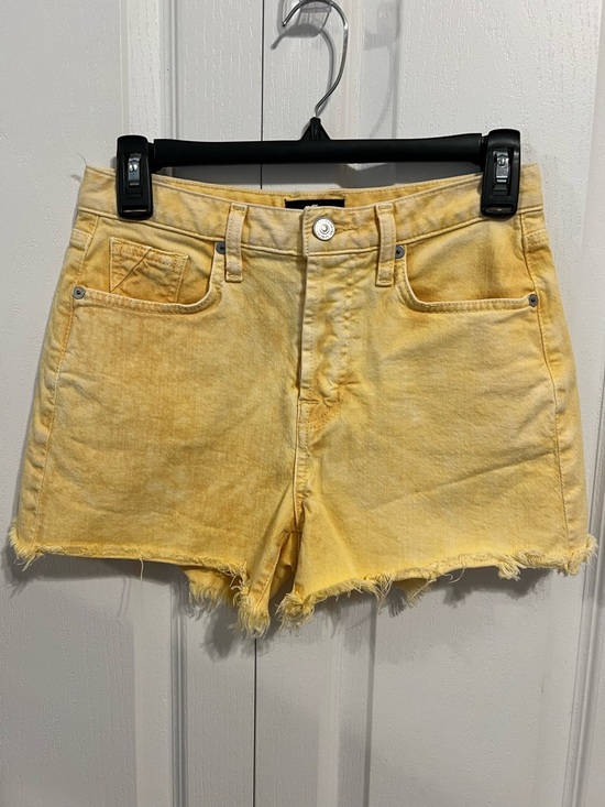7 For All Mankind Pants - 7 For All Mankind Yellow Frayed Hem Denim Shorts - Women